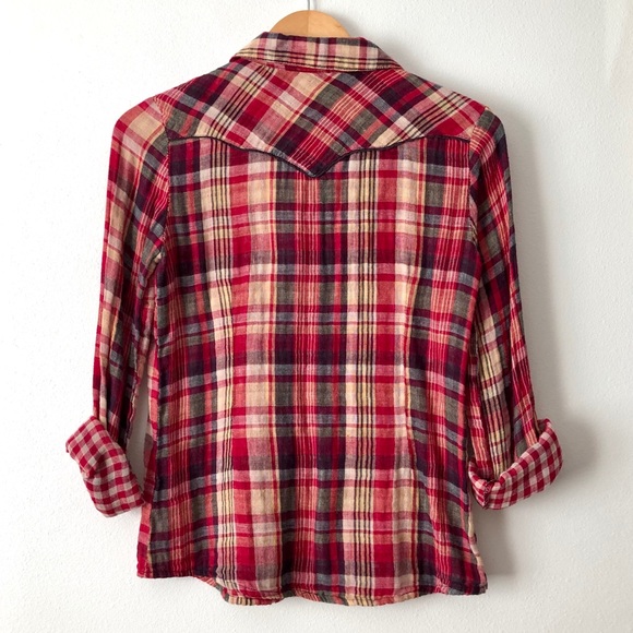 Plaid Western Style Button Front Shirt - Picture 4 of 4